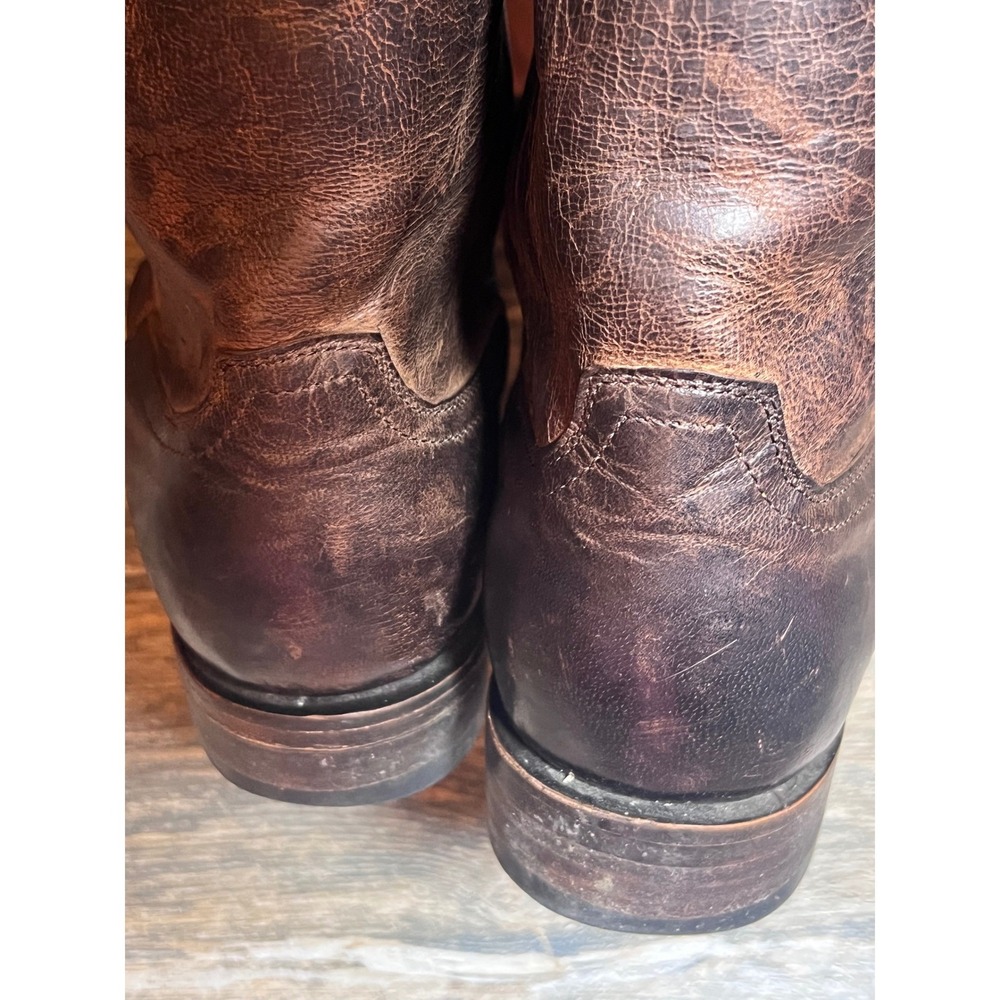 JRC & Sons Mens Brown Distressed Leather Western Roper Cowboy Boots Size 9 EE - Picture 10 of 15